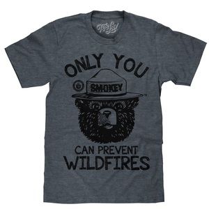 Tee Luv Smokey Bear Only You Can Prevent Wildfires Indigo Graphic Tee